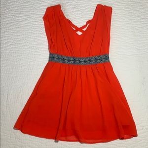 Orange Like New Mini Dress with Plunging back